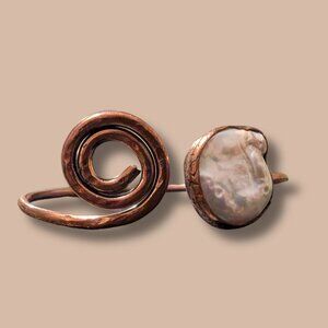 Handcrafted Copper & Pearl Statement Bracelet, Made In Sarajevo